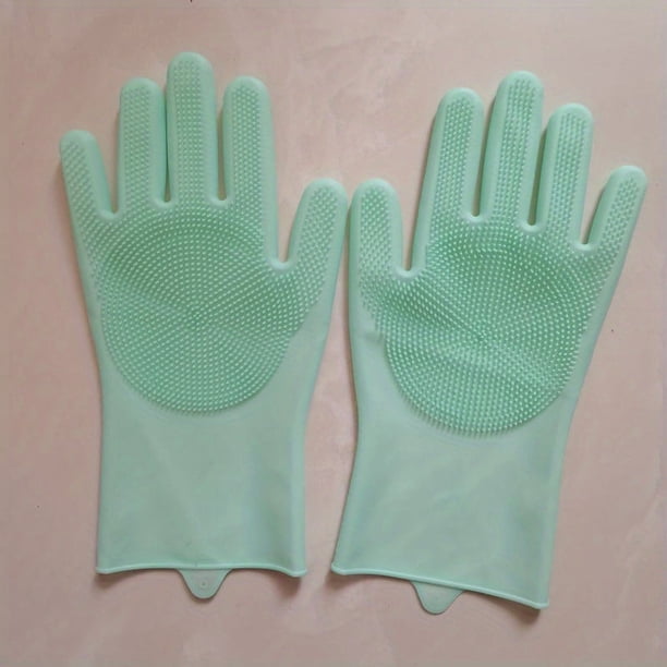 Effortlessly Clean Your Dishes with our Waterproof and Insulated Silicone Dishwashing Gloves - Includes Bonus Dishwashing Brush! Perfect for Housework Cleaning - 1 Pair