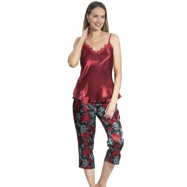 Pijama Satín Capri Top Pabilos Estampado | Estilo Natural