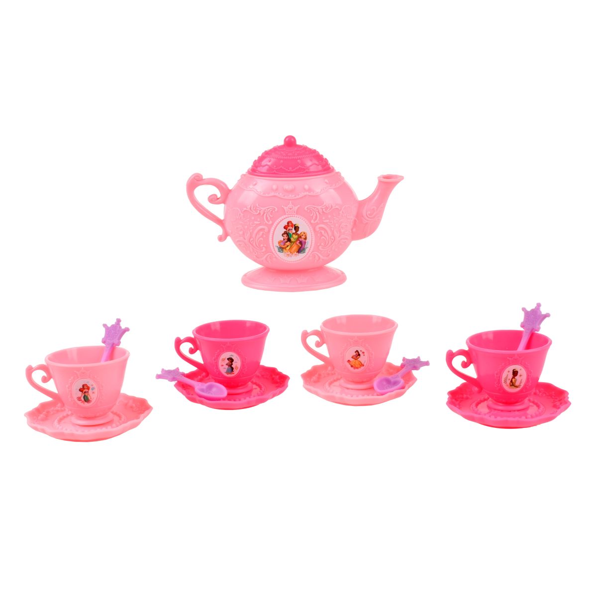 Disney - Mini Set De Té Con Cucharas - Princesas Tetera Rosa Claro