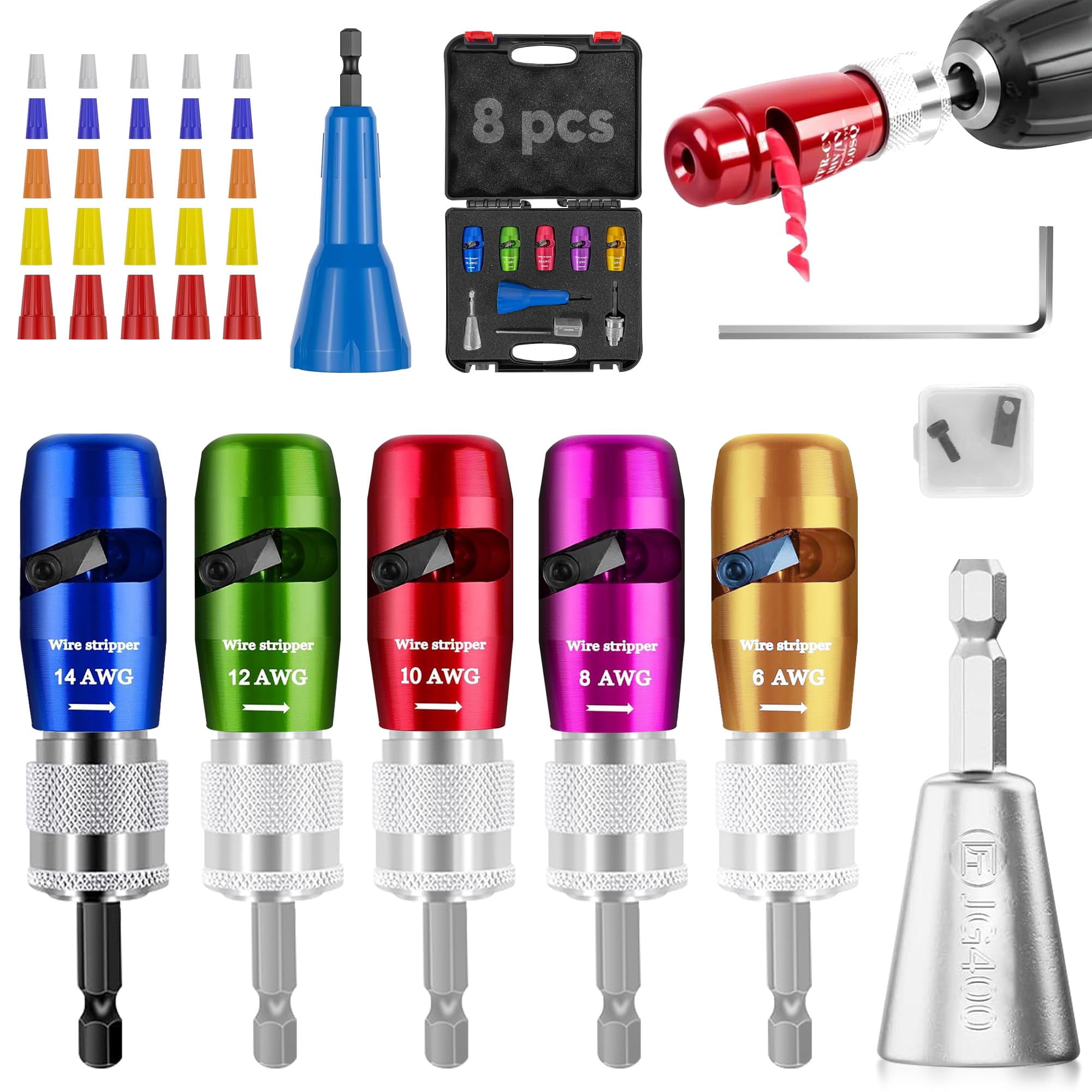 Juego De Herramientas De Electricista Mriykio Para Pelar Cables 8 En 1 Para Taladros
