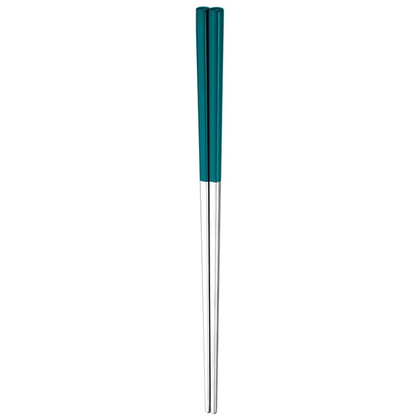 XmhyTop 2 Pares de Palillos Reutilizables de Acero Inoxidable, palillos chinos japoneses, Antiadherente, Aptos para Lavavajillas, 23.5 cm, El estilo C, Plateado Verde