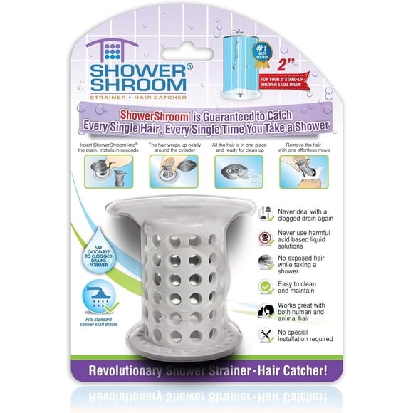 Protector de desagüe para regadera atrapa cabello ShowerShroom gris