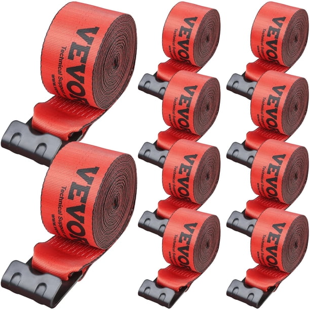 Correas para camiones VEVOR de 4 x 9 m, resistentes, con ganchos planos, 8165 kg, paquete de 10