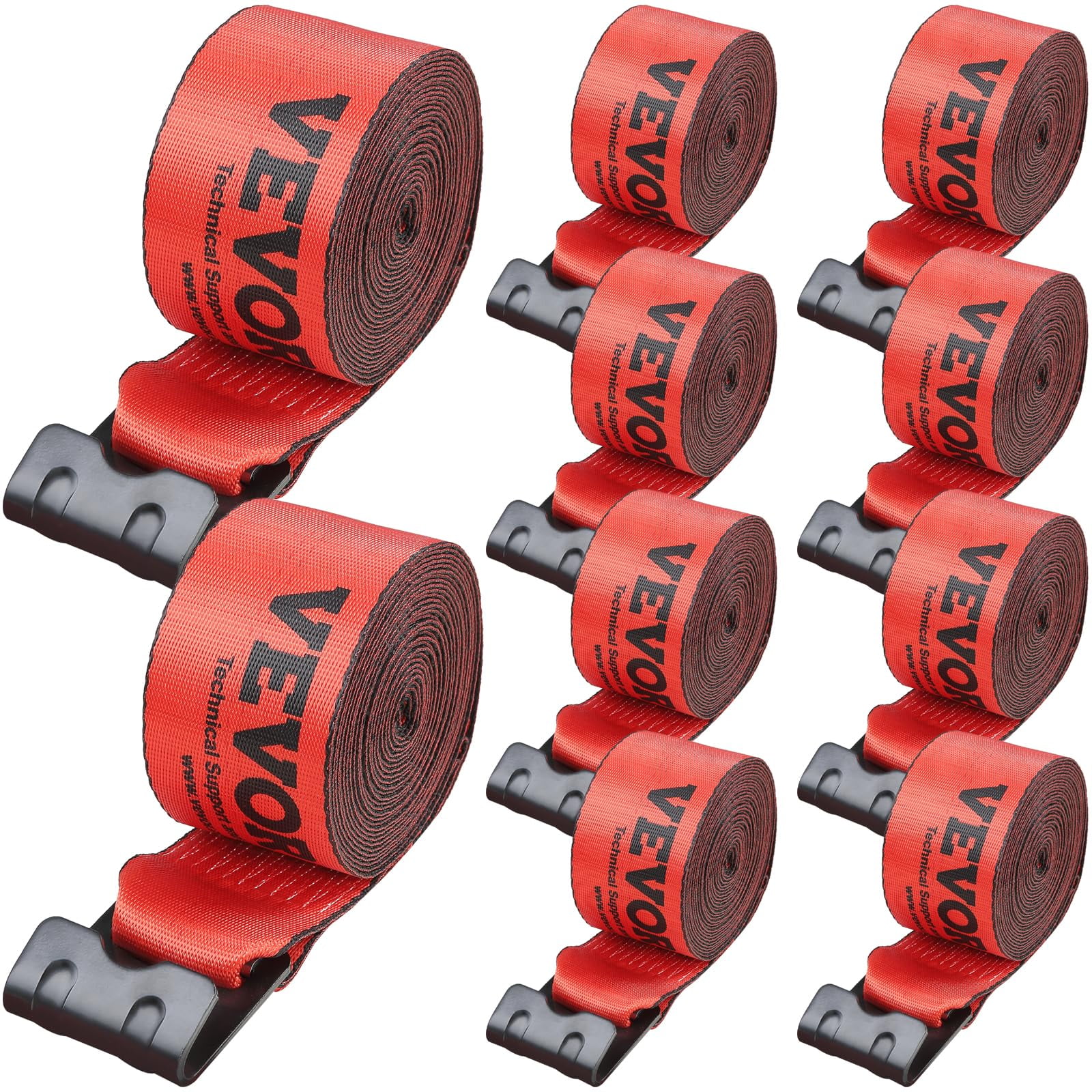 Correas Para Camiones Vevor De 4 X 9 M, Resistentes, Con Ganchos Planos, 8165 Kg, Paquete De 10