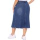 thumbnail image 4 of Falda de mezclilla midi casual con bolsillos y abertura frontal, talle alto vintage, dobladillo sin rematar, estilo sirena, para mujer de talla grande Agnes Orinda, talla 3X, azul, 4 of 9