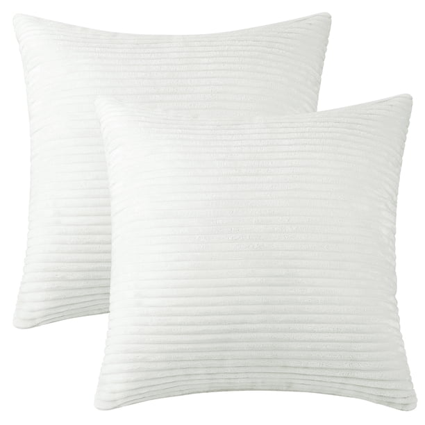 REGALWOVEN Paquete de 2 Fundas de Cojín de Pana, Fundas de Cojín Cuadradas Decorativas Suaves para Sofá Blanco 18" x 18"