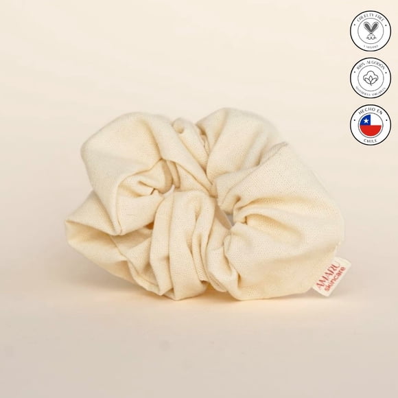 Scrunchie Beige de Algodón y Lino | Colet para Cabello | Amaru