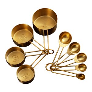 Magideal - Juego De Tazas Medidoras, Juego Medidor Para Hornear, Cucharas Medidoras Doradas, Profesionales Para Frutos Secos, Agua, Hornear, Ingredientes De Coci Tazas Y Cucharas
