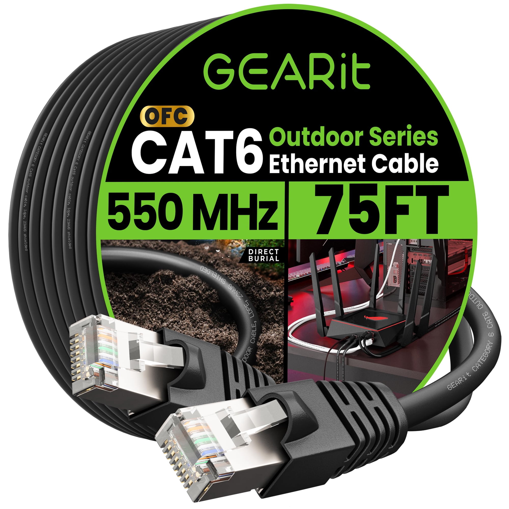 Cable Ethernet Gearit Cat6 Outdoor, 23 Awg, Cobre Puro, 75 Pies