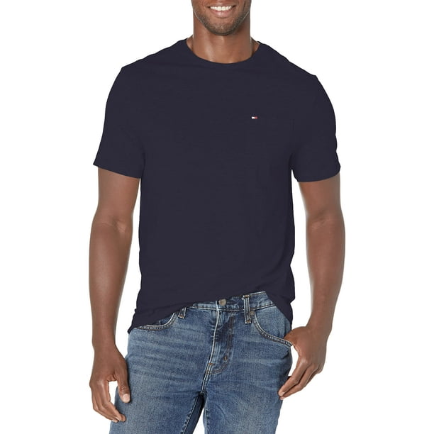 Camiseta Tommy Hilfiger para hombre, talla grande con bolsillo, azul marino TL-3XL