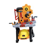 Magideal - Banco De Herramientas Para Niños, Banco De Herramientas, Juguete, Taladro Eléctrico, Banco De Trabajo De Construcción, Juguete Interactivo Para Comuni Amarillo Con Sombrero