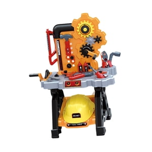 Magideal - Banco De Herramientas Para Niños, Banco De Herramientas, Juguete, Taladro Eléctrico, Banco De Trabajo De Construcción, Juguete Interactivo Para Comuni Amarillo Con Sombrero