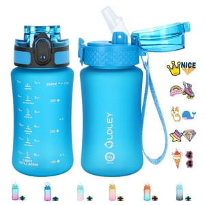 Botella De Agua Escolar Oldley 355Ml Con Pajilla Y Tapas Chug Sin Fugas