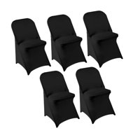 Magideal - Paquete De 5 Fundas Para Sillas Plegables Hechas De Elastano, Fundas Plegables, Fundas Elásticas Para Sillas Para Fiestas, Días Festivos, Bodas, Celeb Negro