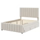 thumbnail image 3 of Full Size Upholstered Platform Bed with Twin Size Trundle and 3 Drawers, Linen Fabric, Beige, 3 of 3