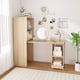 thumbnail image 1 of Stretchable desk, office desk with storage shelves and mobile wheels, foldable desk suitable for small apartments and offices,burlywood, 1 of 3
