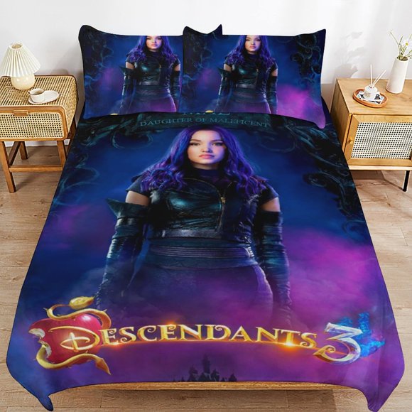 Descendants Bedding Sets Ultra Soft Skin-Friendly Duvet Cover 3 Piece, Cute Comforter Cover Bed Set for Boys Girls Kids