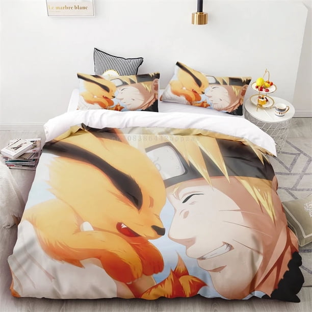 Duvet Cover Anime Naruto Bedding Three-piece Set One Quilt Cover Two Pillowcases Full Size Queen Adult Children Birthday Gift Bed Sheets