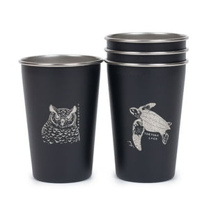 Atakama Outdoor - Set 4 Vasos Acero 480 Ml Negro Fauna Chilena