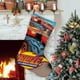thumbnail image 1 of Blaze y los Monster Machines Tema: Calcetines de Navidad, fino lino blanco para colgar en escaleras y chimenea, decoración navideña para el hogar, regalo de Navidad. 45cm × 32cm, 1 of 5