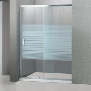 Joytek - Mampara Ajustable De Ducha Strava 140-160 Cm Líneas Blancas