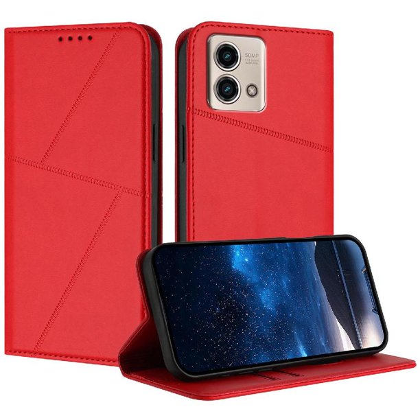 Funda Cartera Magnética para Motorola MOTO G Stylus 5G 2023 Protección Antichoque con Ranuras Rojo