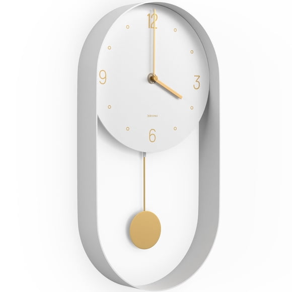 Reloj de pared con forma de péndulo Driini Modern, 20 cm, marco de metal, silencioso