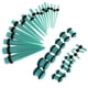 thumbnail image 1 of 36pcs medidores de oreja que estiran kit de enchufe acrílico 14g-00g expansor azul claro, 1 of 5