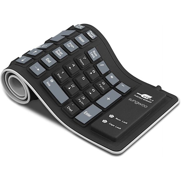 Teclado Sungwoo Plegable de Silicona USB con Cable, Resistente al Agua