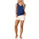thumbnail image 2 of INSPIRE CHIC Camisola de Satén para Mujer sin Mangas con Escote en V, Top Sedoso con Tirantes Anchos, Blusa Elegante para Dormir y Descansar M Azul Marino, 2 of 6