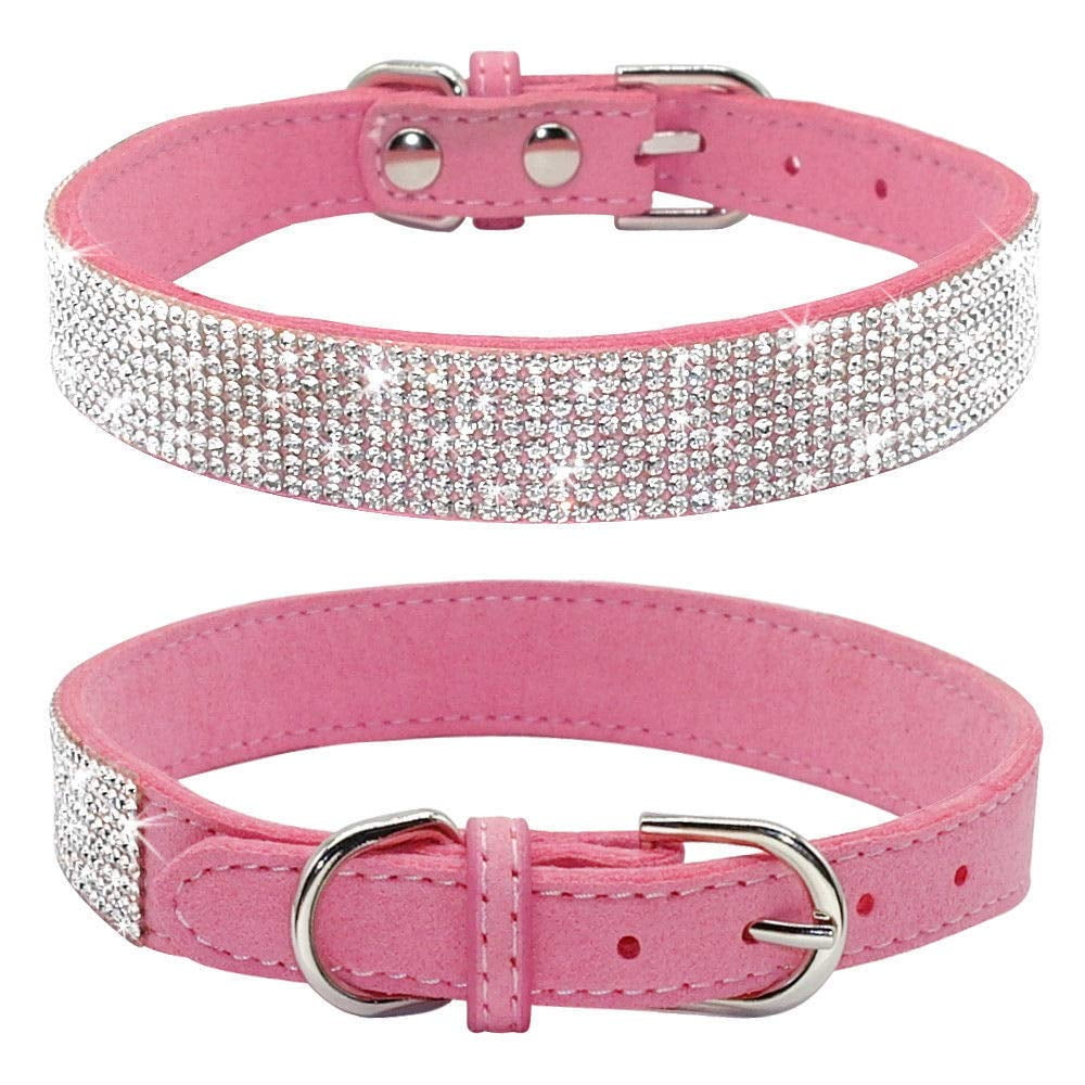 Collar Para Perro Con Diamantes De Imitación Haoyueer, Bonito Y Deslumbrante, Rosa Brillante