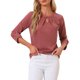 thumbnail image 1 of CURVOSPORT Blusa Elegante para Mujer Camisa de Trabajo Oficina con Fruncido Frontal Manga 3/4 Chifón Regreso a Clases Atuendo de Maestra Carmín Rojo M, 1 of 6
