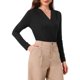 thumbnail image 4 of INSPIRE CHIC Body de Manga Larga para Mujer con Cuello en V Cruzado Falso Elegante Fruncido Casual de Negocios XL Negro, 4 of 6