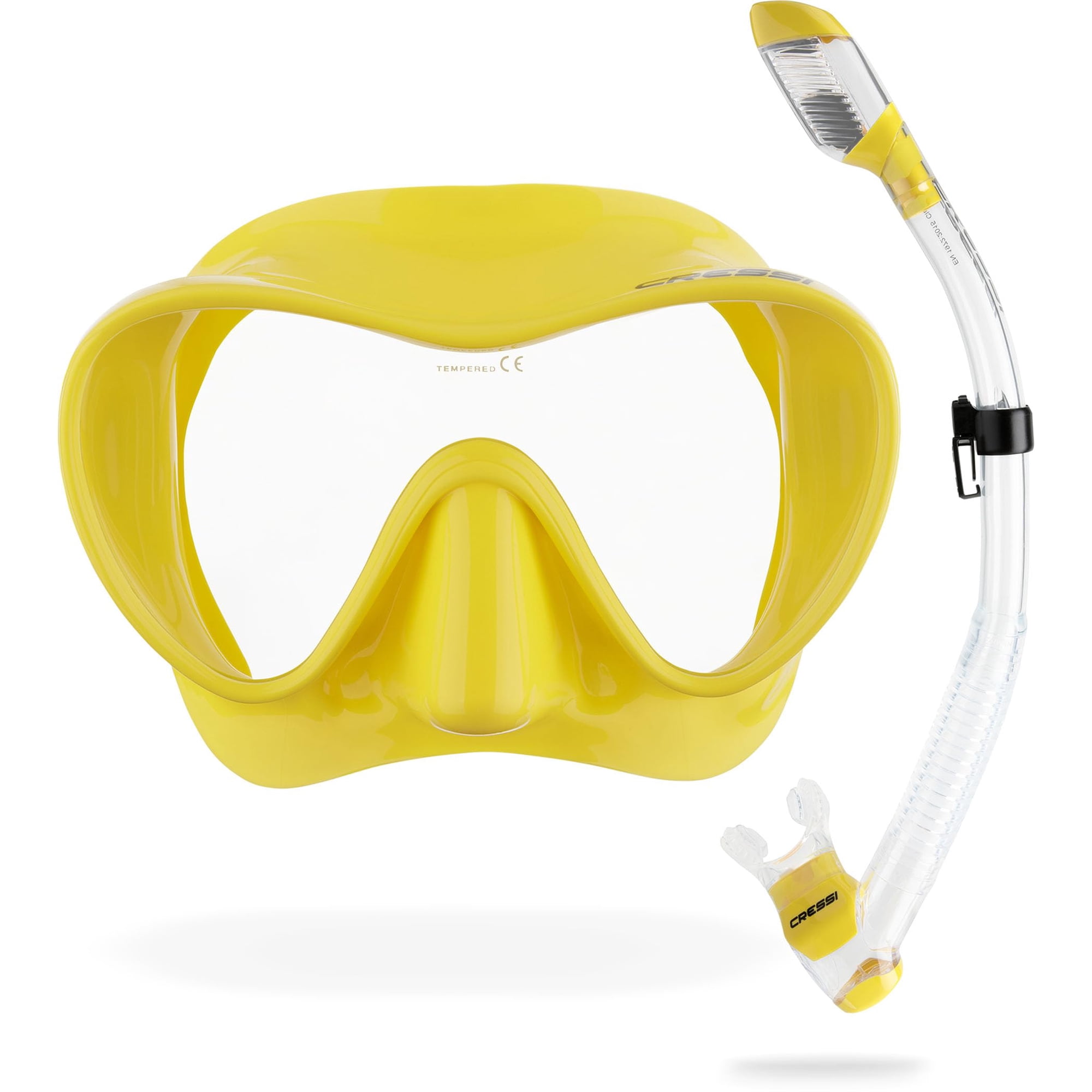 Kit De Snorkel Cressi F1 Y Máscara Seca Supernova, Color Amarillo