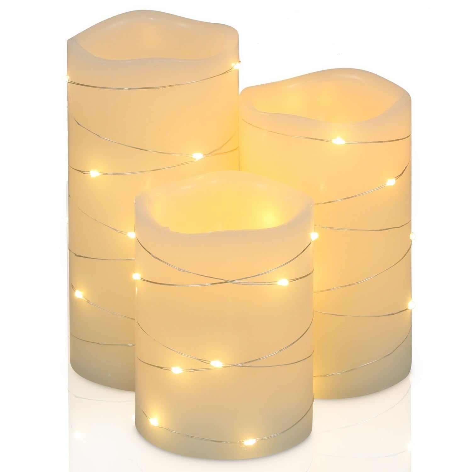 Velas Sin Llama H-blossom H-blossom, Marfil Parpadeante, Juego De 3