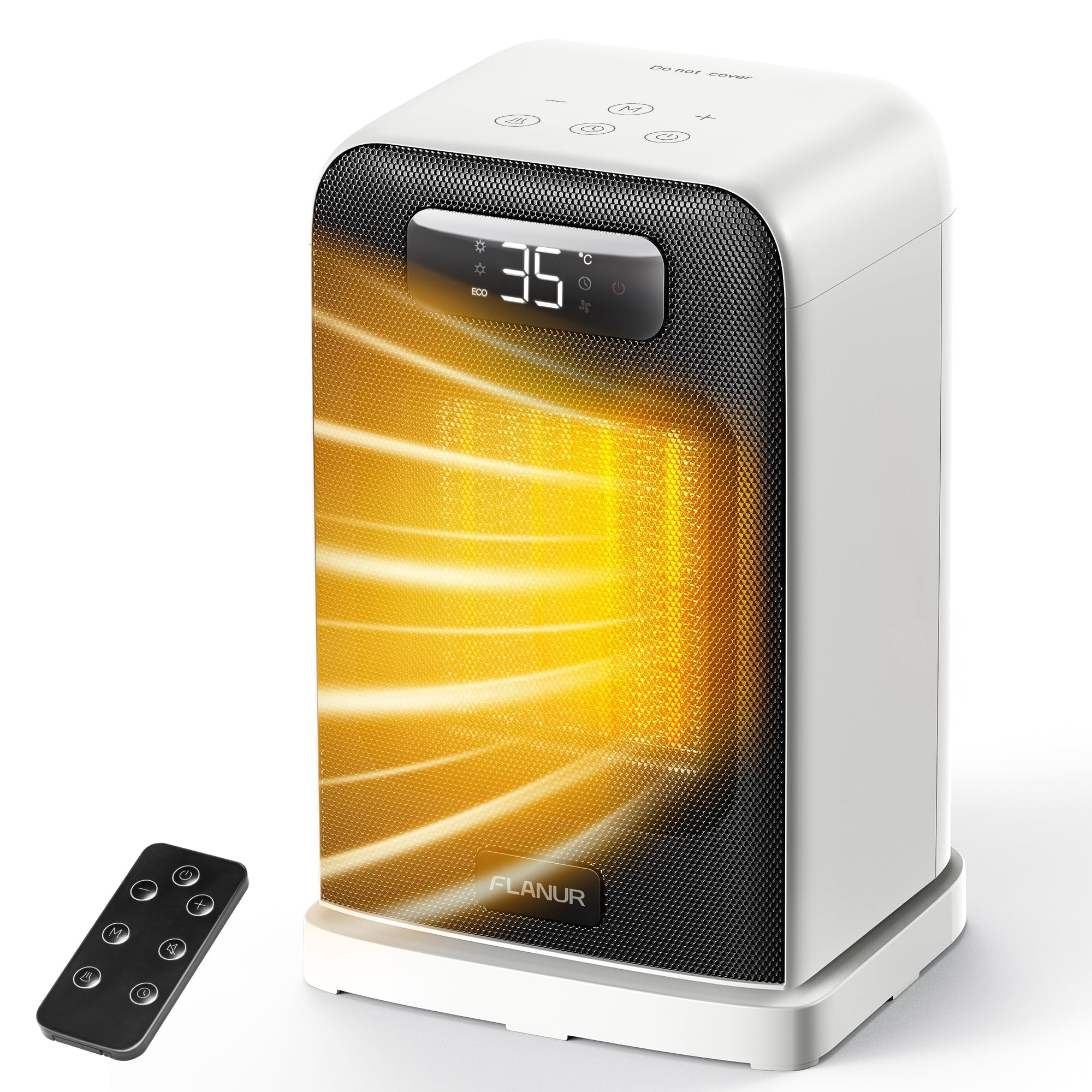 Calefactor Flanur 1500 W Con Control Remoto, Pantalla Led Y Oscilación