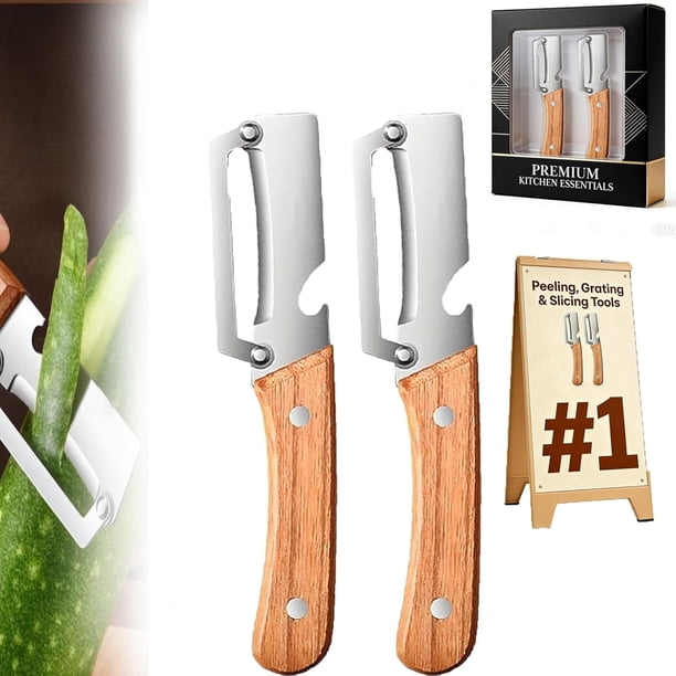 Pelador cero flexión 3 pack mango madera abridor botellas ultra afilado
