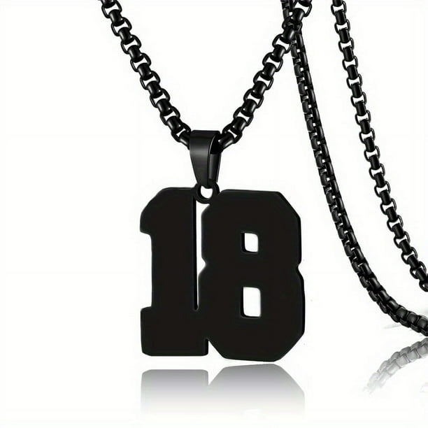 1pc Stylish Stainless Steel Men's Athletes Number Pendant Necklace - Perfect for Baseball, Basketball, and Football Teams - Long Chain Necklace with Sports Number - Ideal Gift for Boys