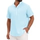 thumbnail image 1 of INSPIRE CHIC Regreso a Clases Camisa Henley para Hombre Cuello Mao Manga Corta Camisa de Lino 3XL Azul Claro, 1 of 5