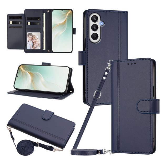 Funda Cartera para Samsung Galaxy A05S con Bolsillo para Billetes, Azul