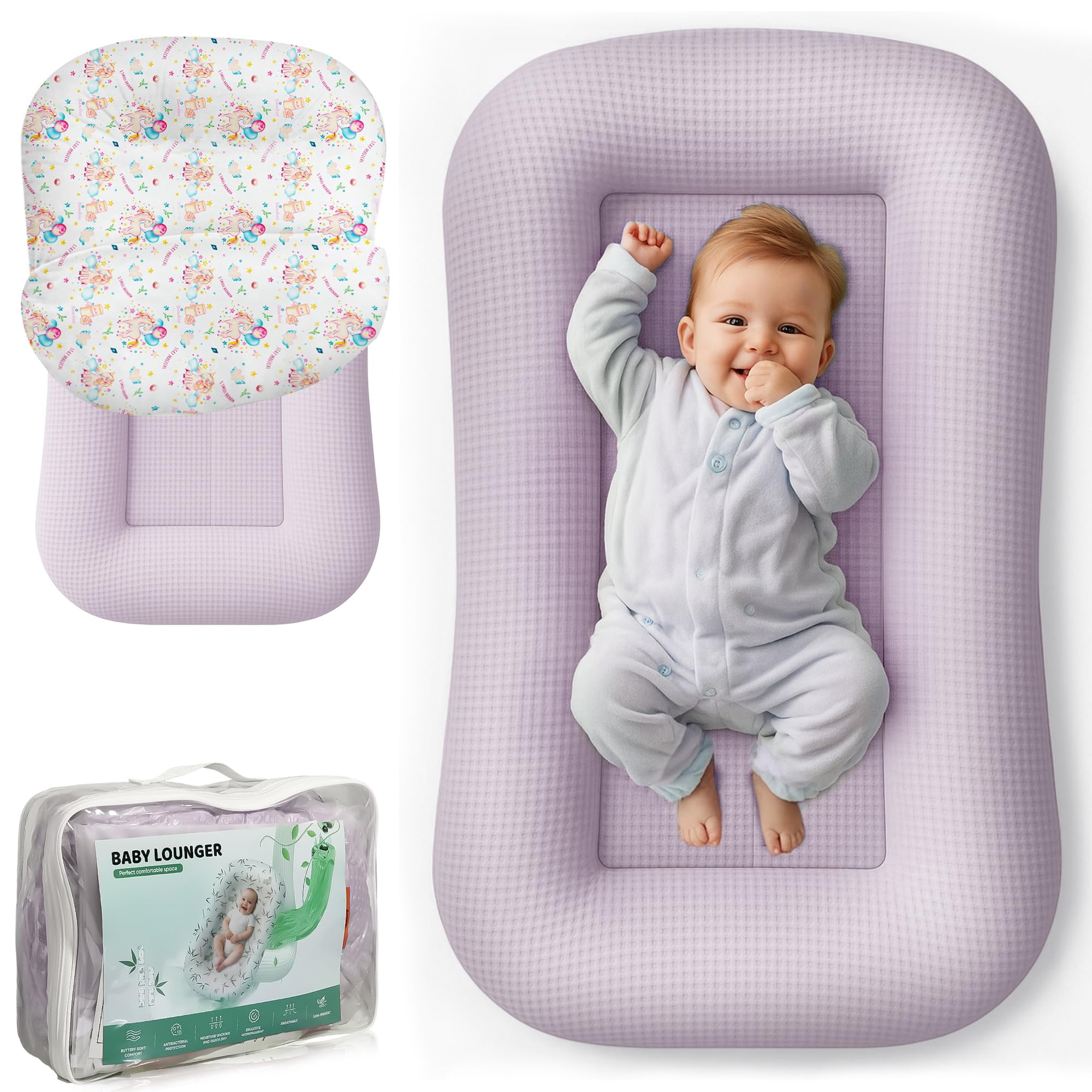 Tumbona Para Bebés Azopesy Cooling 0-24 Meses Con Funda Rosa