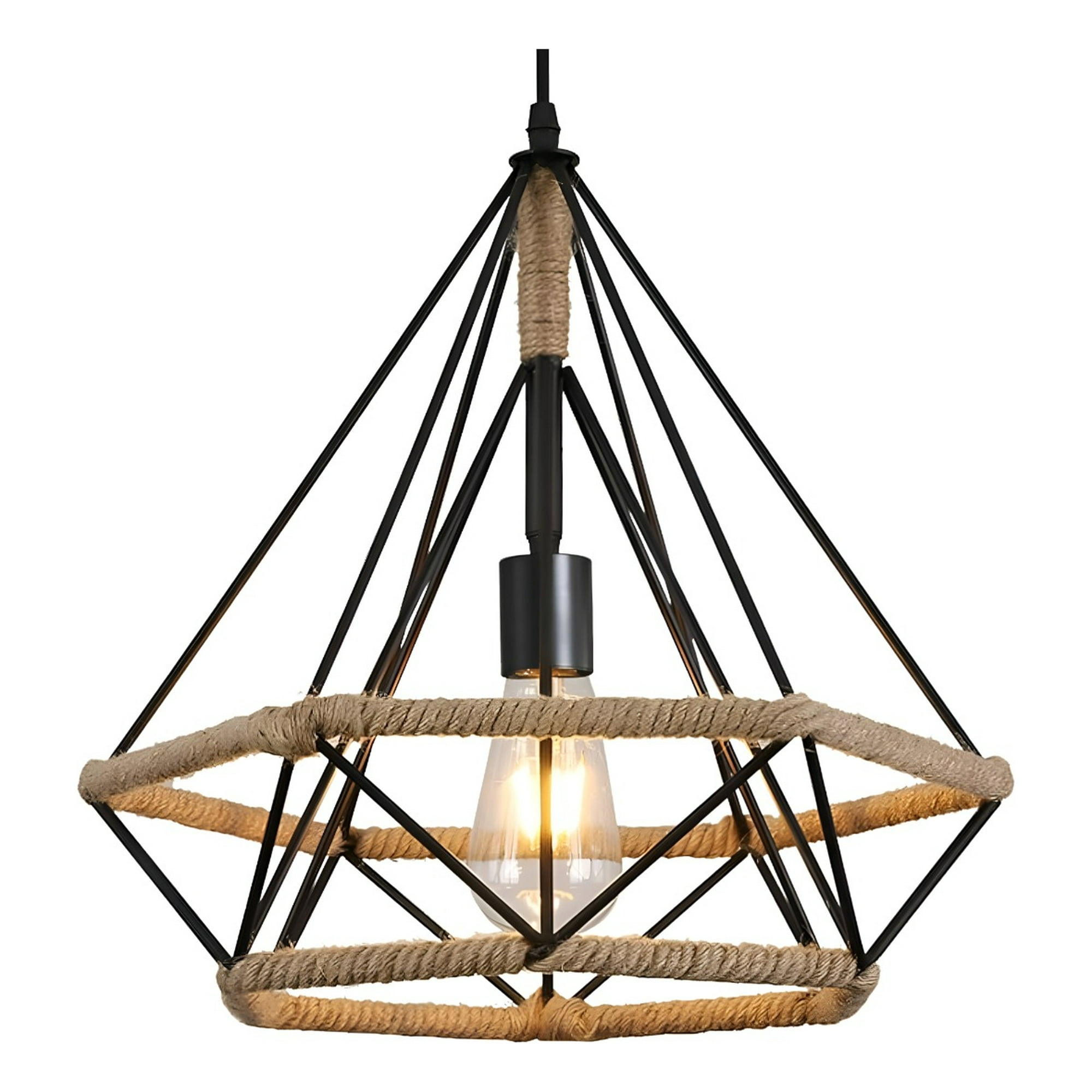 Genérico - Lámpara Colgante Vintage Metal Industrial Cuerda Cáñamo Jhn