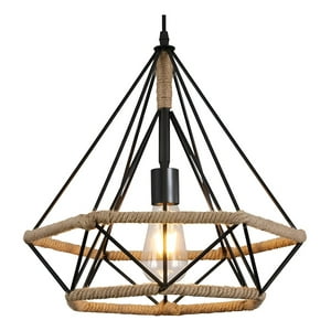 Genérico - Lámpara Colgante Vintage Metal Industrial Cuerda Cáñamo Jhn