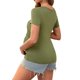 thumbnail image 3 of INSPIRE CHIC Blusa de Maternidad para Mujeres de Manga Corta con Cuello en V Cruzado y Fruncido para Embarazo y Lactancia XX-Large Verde Militar y Rayado, 3 of 6
