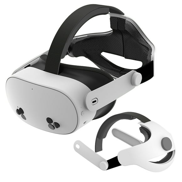 Compatible con Meta Quest 3/3S Correa ajustable y transpirable para la cabeza con diseño ergonómico de espuma con memoria para una mayor comodidad en los juegos de RV-Blanco