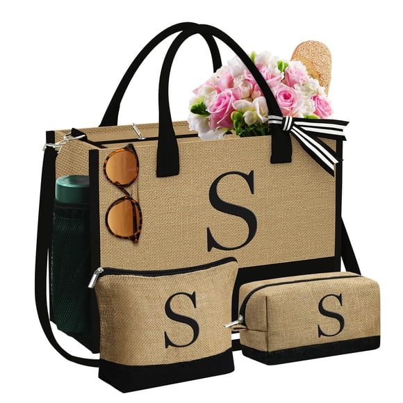 Bolso Tote De Yute Personalizado De 43 X 17 X 34 Cm Con 2 Bolsitas