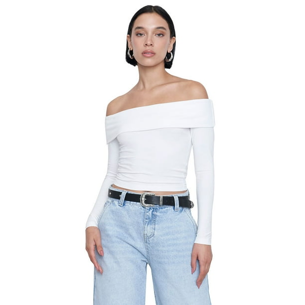 Polera Mujer Sin Hombros Color Blanco Corona
