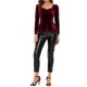 thumbnail image 2 of INSPIRE CHIC Blusa de Mujer Elegante de Terciopelo Escote Corazón Manga Larga Top Peplum XS Burdeos, 2 of 7