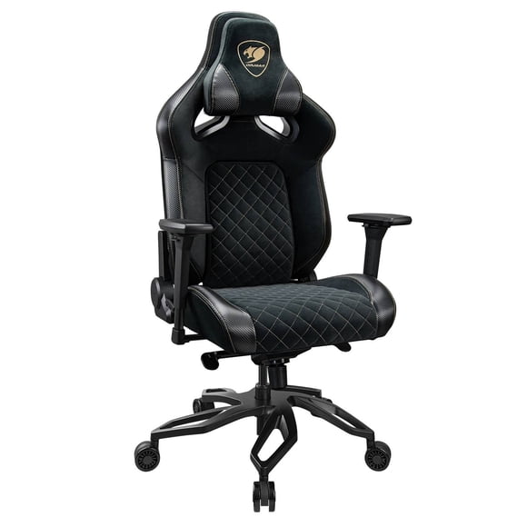 Silla Gamer Couga Titan Pro V2 Gold F, Terciopelo, Reposabrazos 4D, Cilindro de gas clase 4, 150 KG
