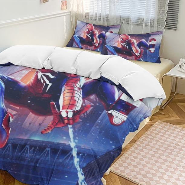 Spider-Man Bedding Comforter Sets 3-Piece Bedding Set Soft Warm Bed Set for Bedroom All Season